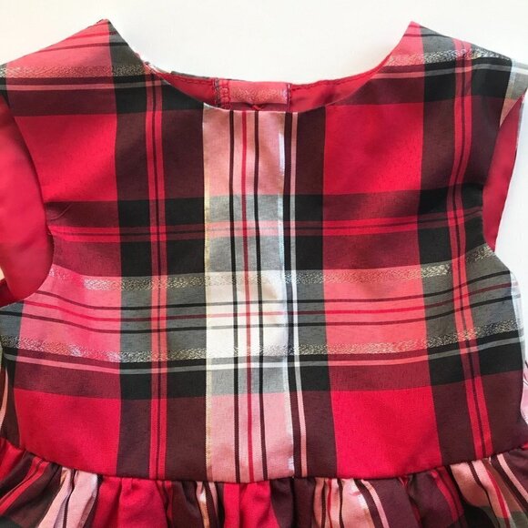 PASTOURELLE Metallic Plaid red black silver white fancy tulle dress baby 18 mo - Picture 5 of 13